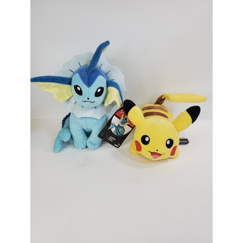 Tomy Pokemon Plush Vaporeon Pikachu Stuff Animal‎ Collection Lot Of Two New Tag